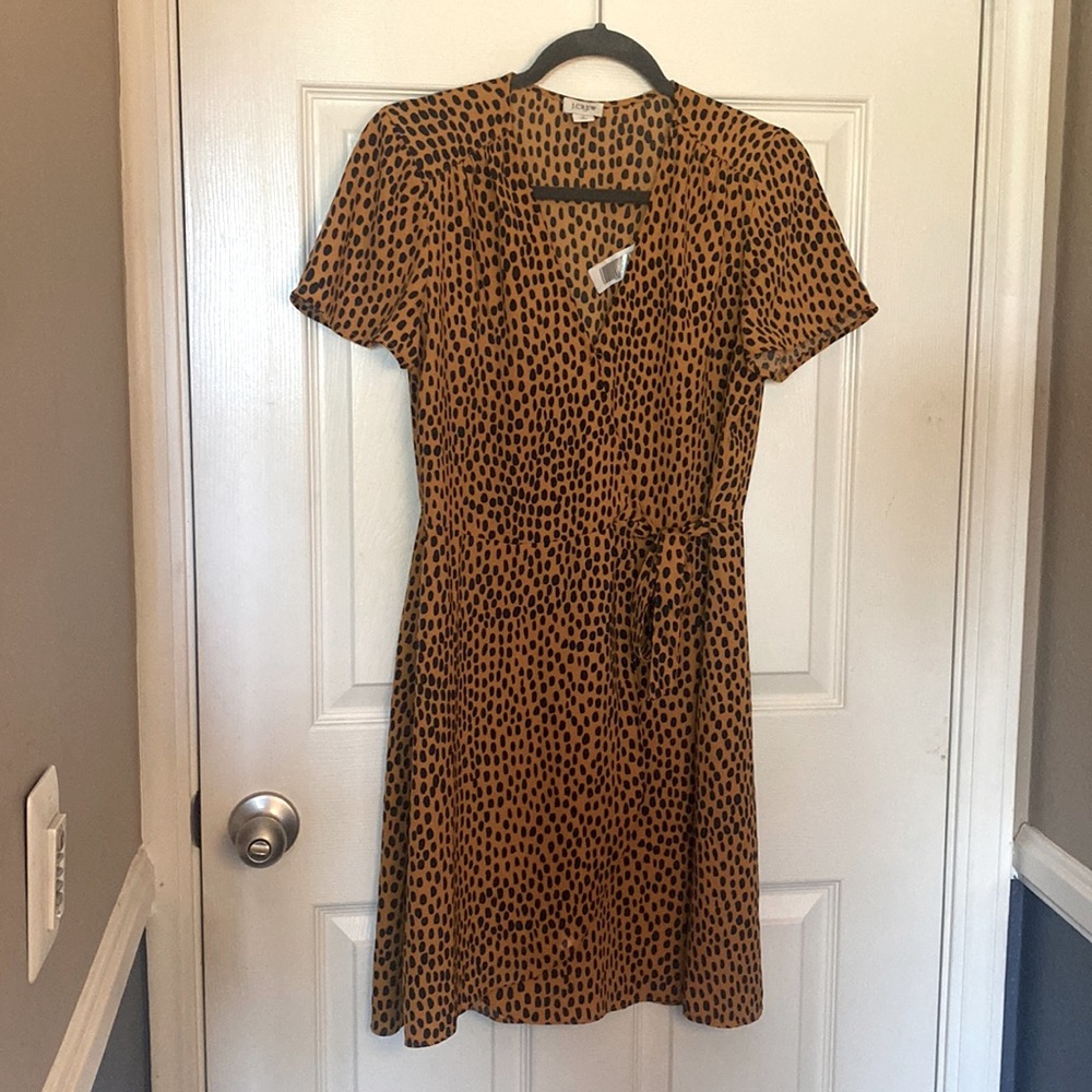 J. Cree Factory Black and Tan Wrap Front Dress Size 4